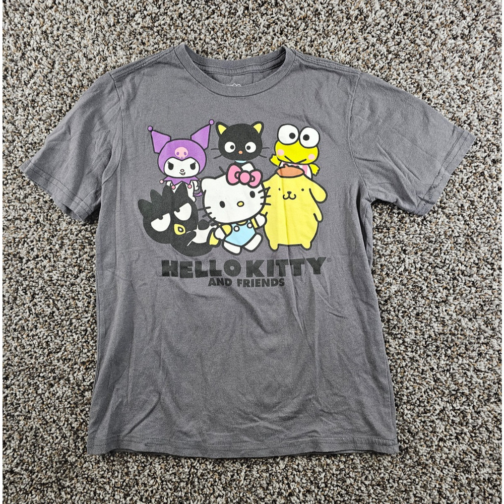 Hello Kitty & Friends Girls Sz L Short Sleeve Graphic T Shirt Gray